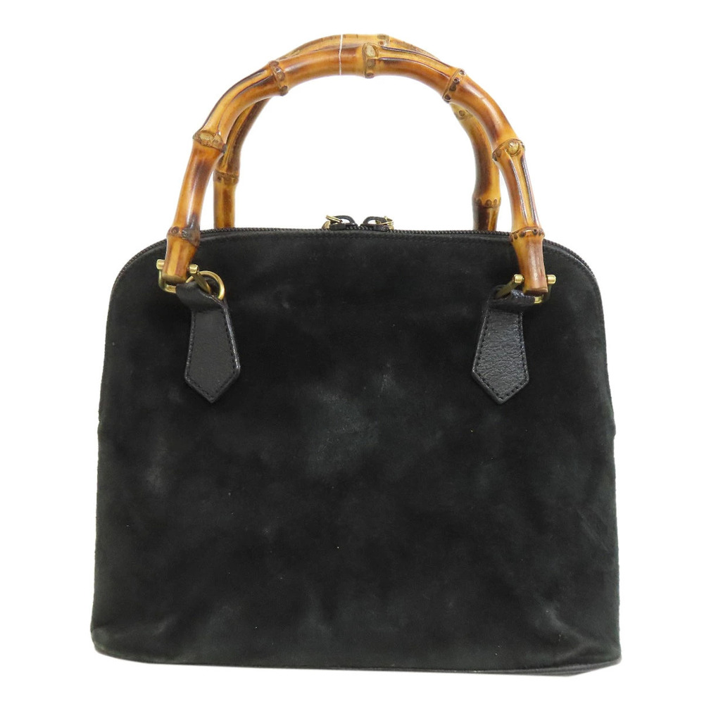 Gucci Suede Bamboo Handbag 2way Black
